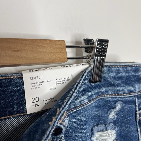 American Eagle Mom Straight Jeans Womens Size 20 Distressed High Rise Stretch - Picture 5 of 9